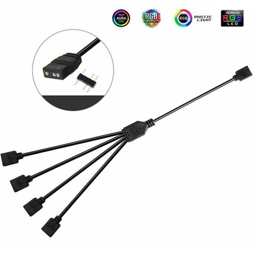 Разветвитель для ARGB подсветки ПК на 4 разъёма адресная подсветка 3 контакта 5 Вольт 650₽