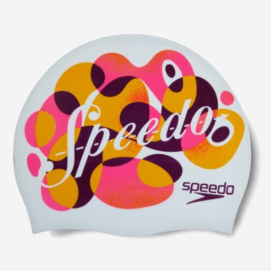 Шапочка для плавания детская Speedo Junior Printed Silicone, white/pink/orange, 8-0838615950-5950