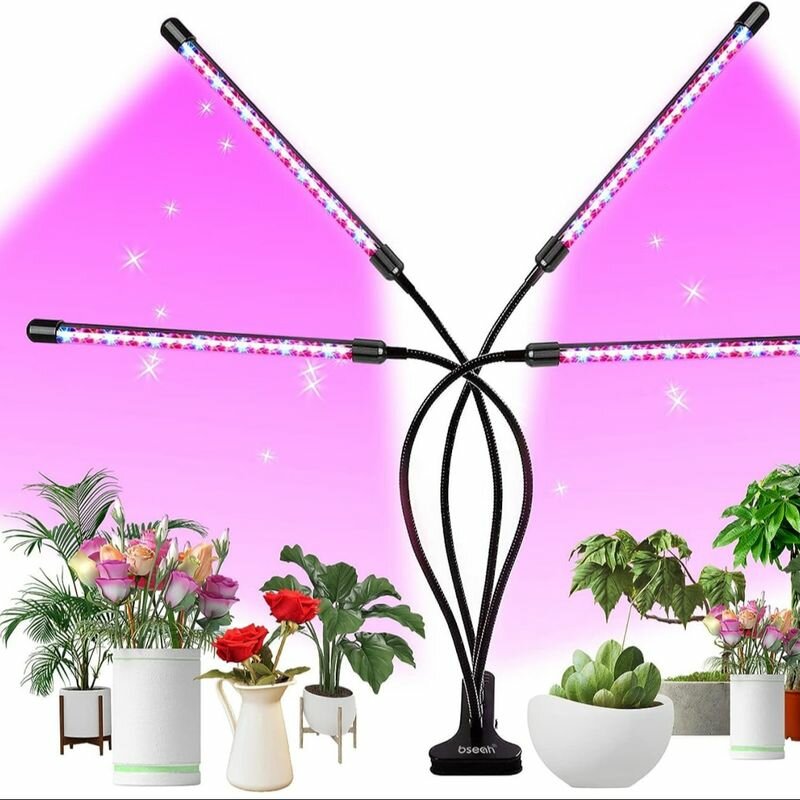 Фитолампа для растений, фитосветильник для рассады , 9 режимов яркости, 3 спектральных режима, 4 лампы