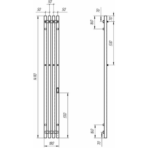 Полотенцесушитель электрический Grois Quartet 125 18х150 белый, правый