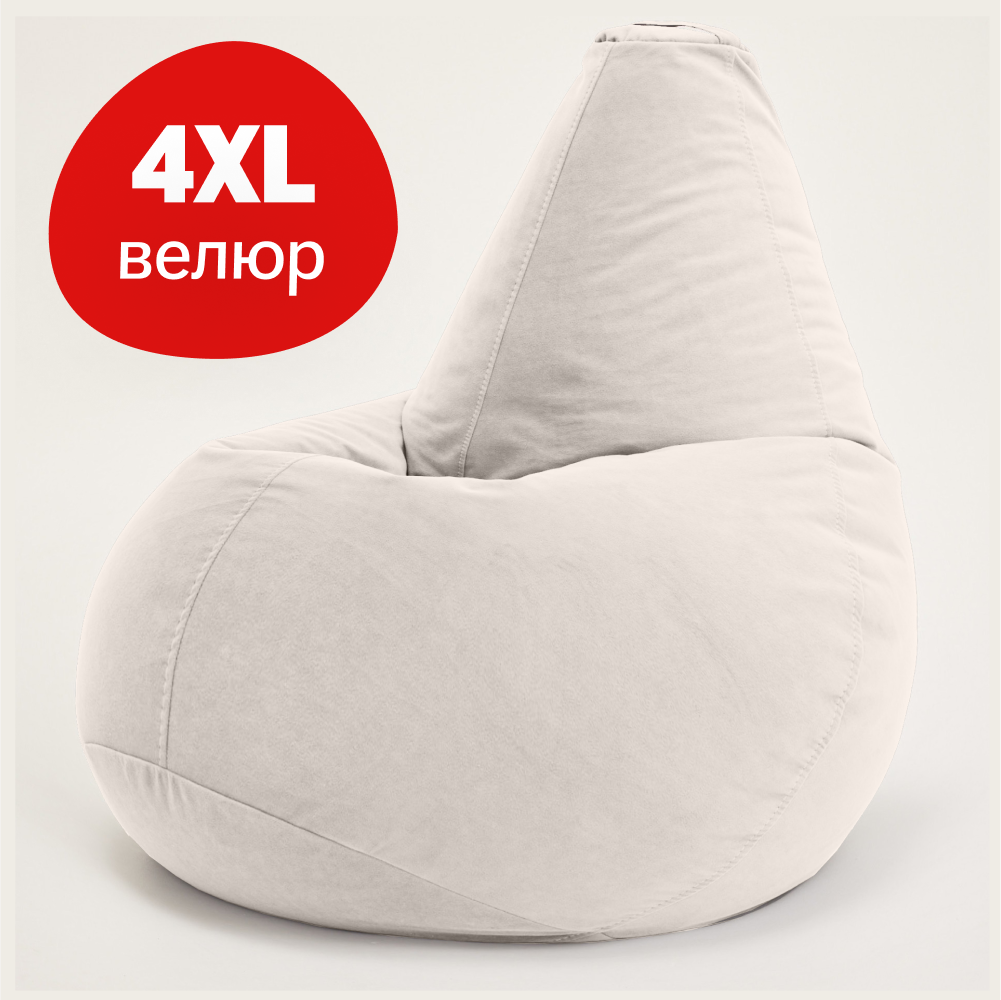 Кресло-мешок груша Bean Joy, размер ХXXXL, мебельный велюр, латте