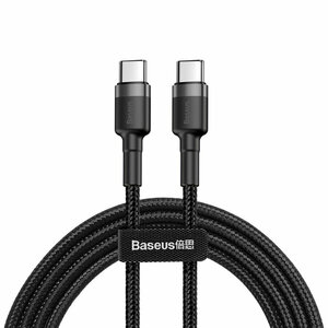 Кабель USB-C BASEUS Cafule Type-C - Type-C, 3A, 2 м, черный+серый