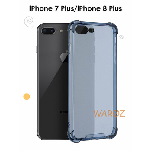 Чехол силиконовый на телефон Apple iPhone 7 Plus, 8 Plus прозрачный противоударный с защитой камеры, бампер с усиленными углами для смартфона Айфон 7+, 8+, синий