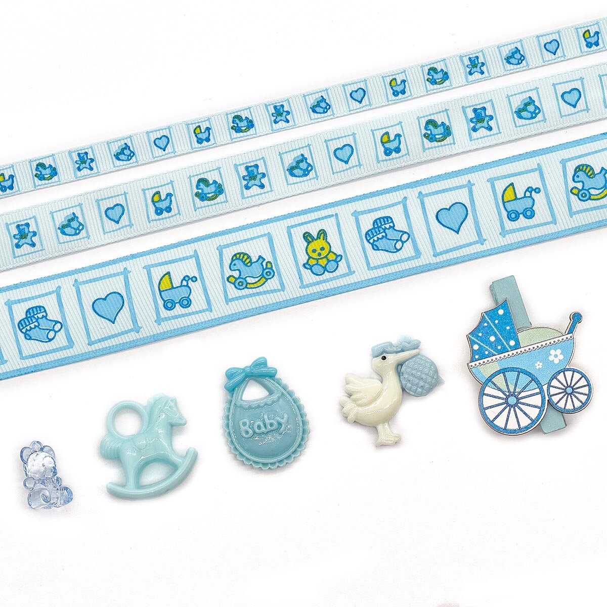29507 Набор декоративных элементов 'Малыш-Toys' (16 элементов + ленты 3шт*1м) цвет голубой