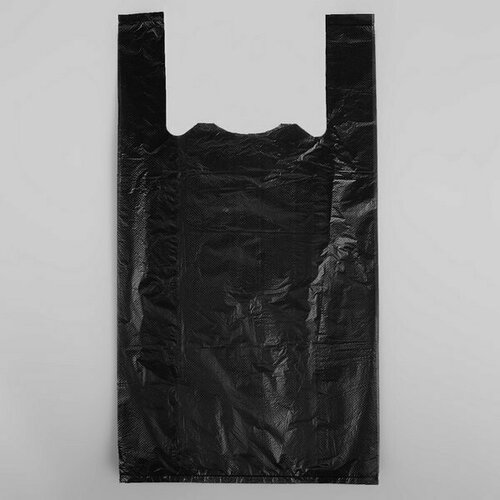 Пакет "Чёрный", полиэтиленовый, майка, 25 x 45 см, 11 мкм, 100 шт.