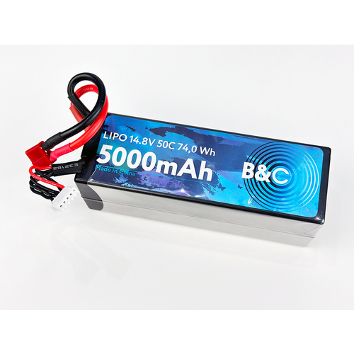 Аккумулятор Li-po B&C 5000 MAH 14.8v (4s) 50C, T-Plug, Hard case