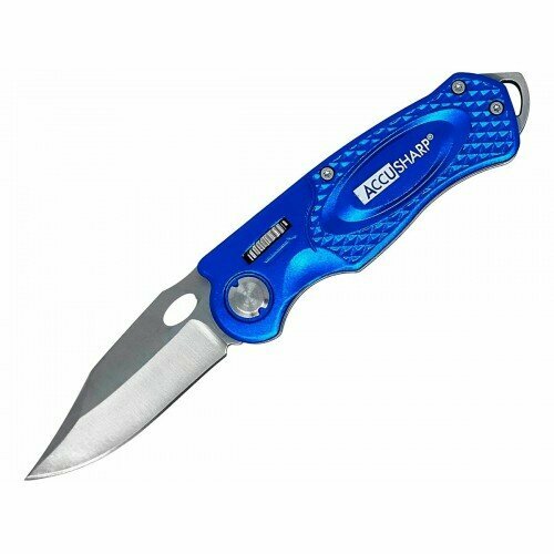 Нож складной AccuSharp Folding Sport Knife, нержавеющая сталь, синий нож accusharp gut hook knife разделочный сталь 420