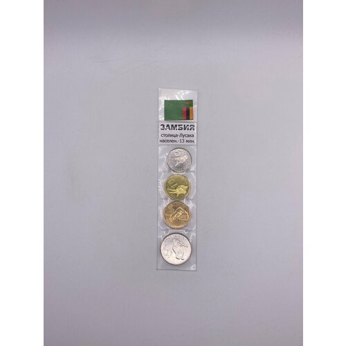 Замбия - набор 4 монеты 5,10,50 нгве, 1 квача 2012 г - фауна