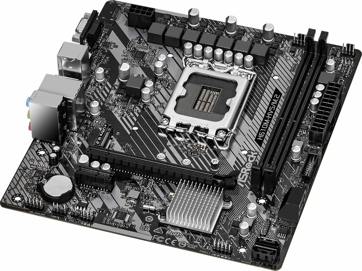 Материнская плата Asrock H610M-HVS/M.2 R2.0, Soc-1700, Intel H610, mATX