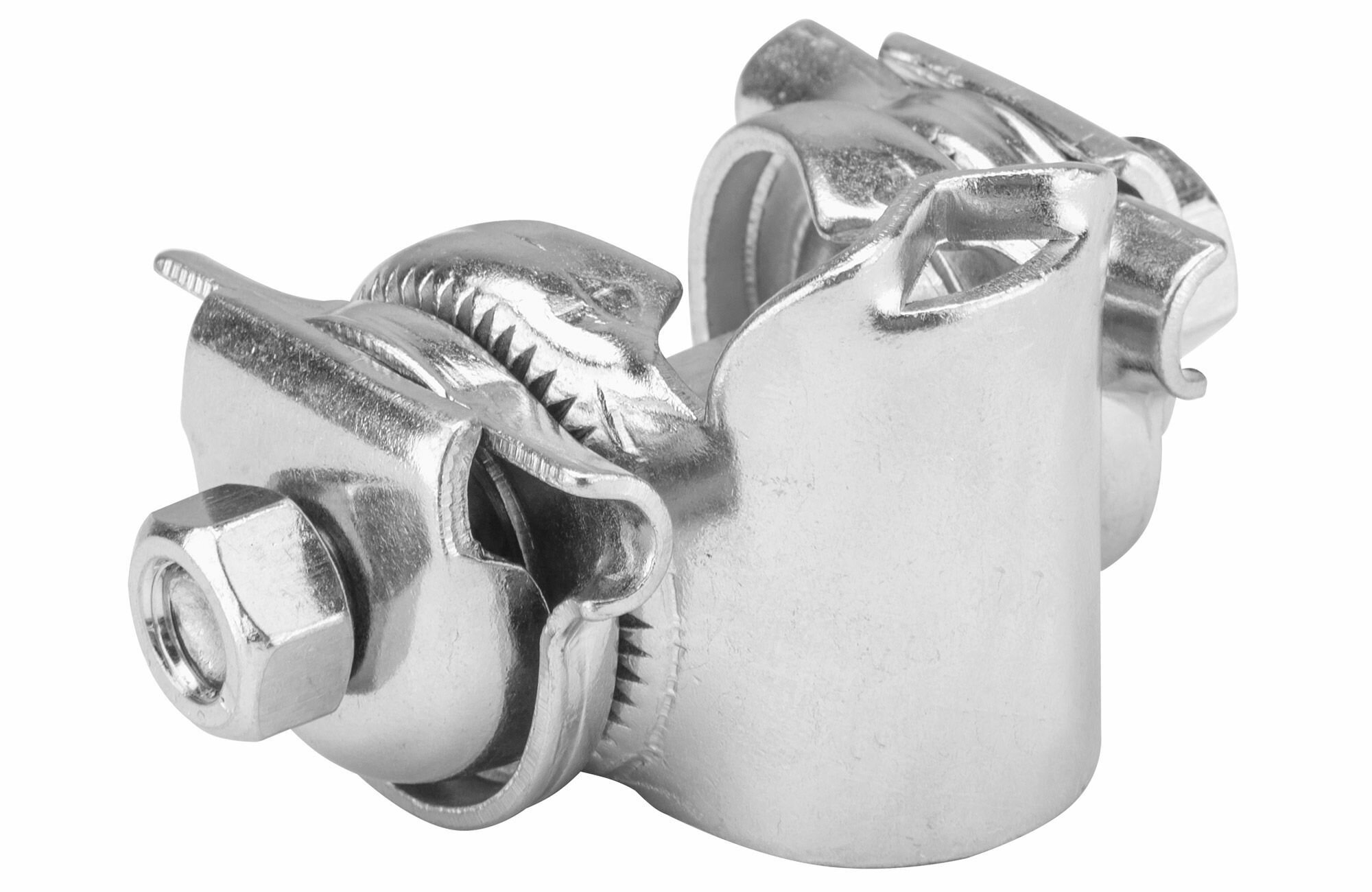 Замок седла, диаметр крепления 22 мм, стальной, серебристый.