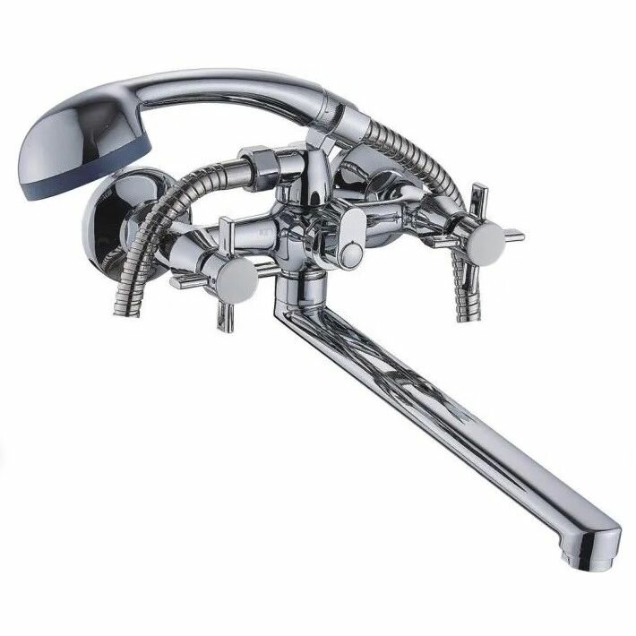 Смеситель Everest для ванны и душа хром двухвентильный поворотный длинный излив 325 мм