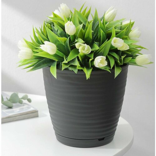 Горшок для цветов с поддоном Saffron 15 л d 146 см h 135 см цвет чёрный 342₽