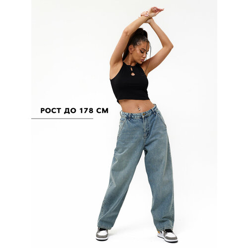 фото Джинсы широкие cracpot джинсы женские винтажные удлиненные, размер 25, серо-синий