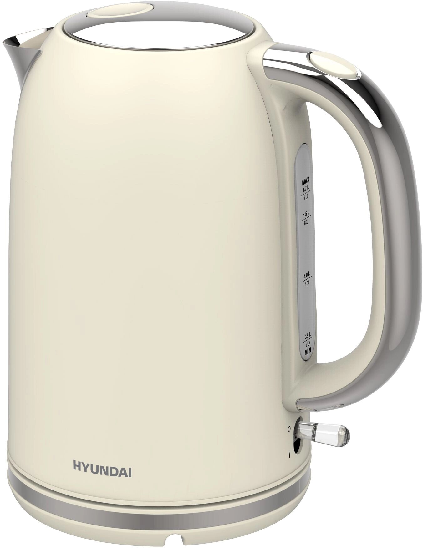 Чайник электрический Hyundai HYK-S9900 молочный/серебристый, металл