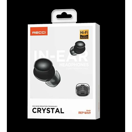 Наушники беспроводные Recci CRYSTAL REP-W69 black 3700₽