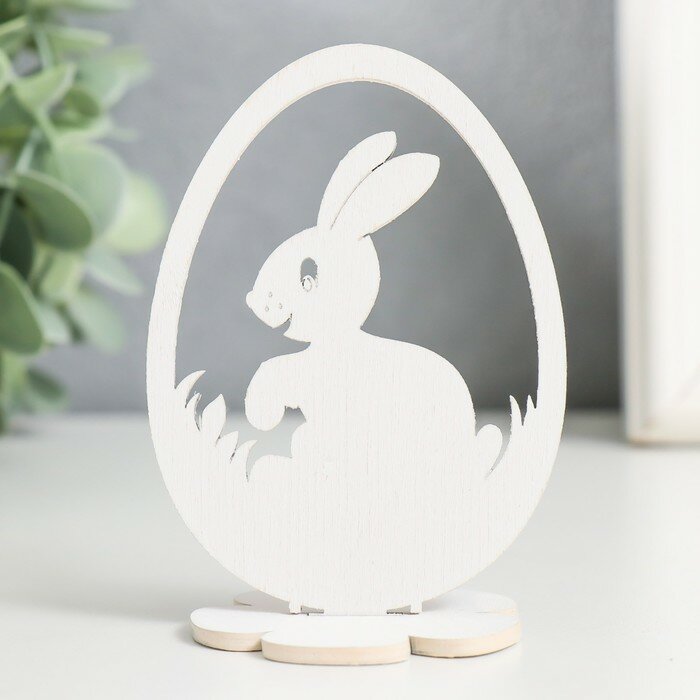 фото Декор Пасхальный "Кролик" 6,5х4,7х9,3 см (набор 2 детали) белый, 3 штуки