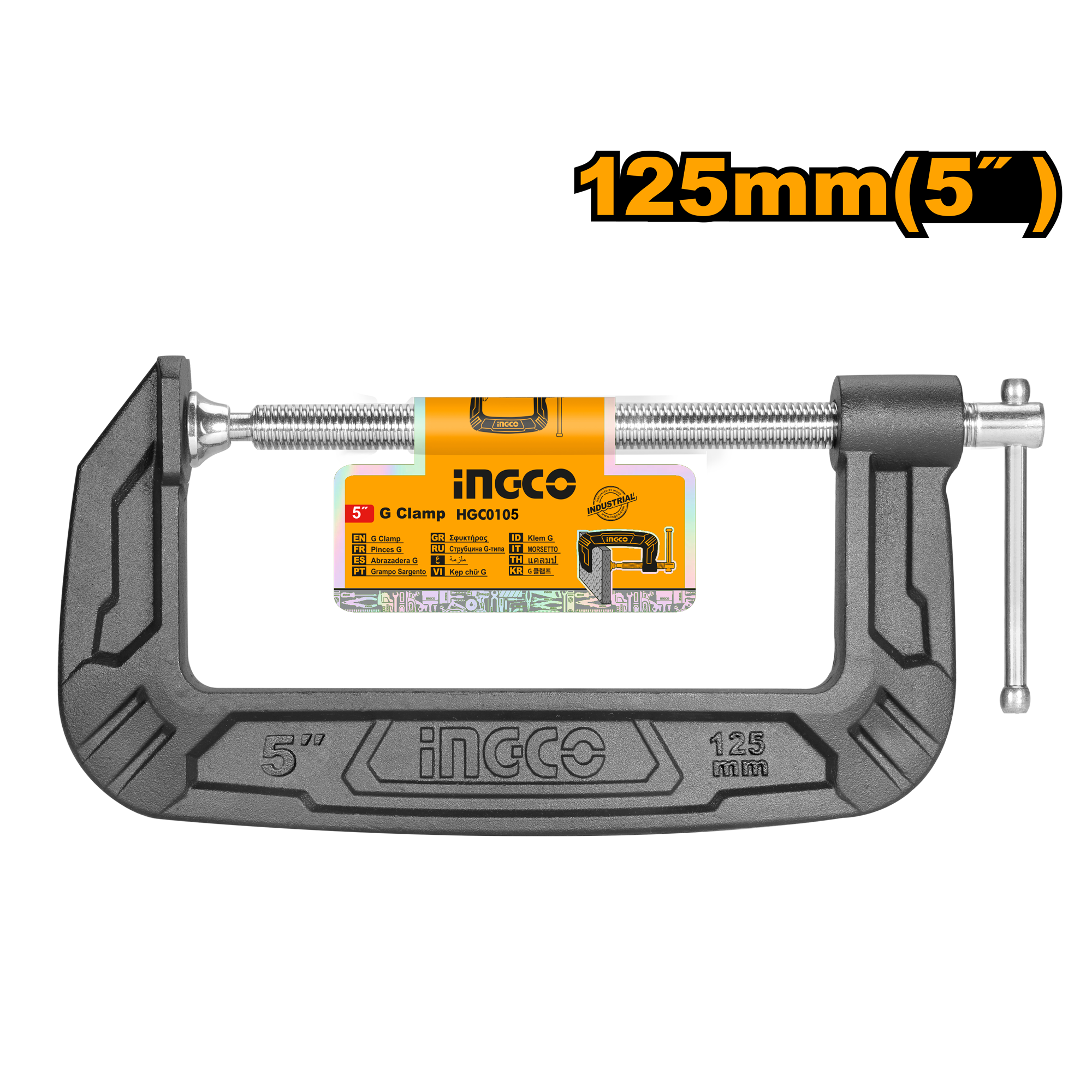 Струбцина столярная G-образная INGCO HGC0105 INDUSTRIAL 125 мм