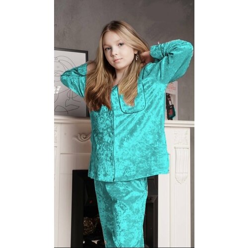 Пижама , размер 134-140 S, зеленый пижама nuage moscow для девочек брюки размер 3 желтый