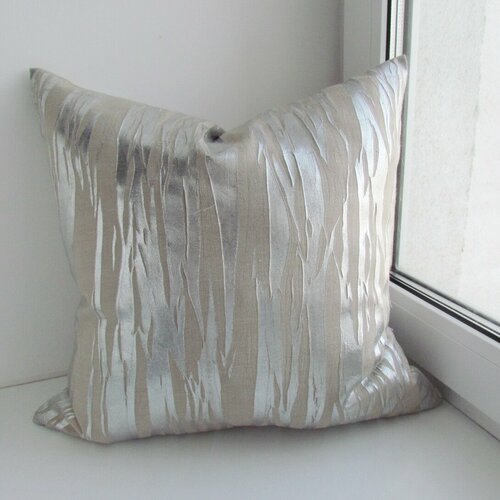 Декоративная подушка с абстрактным принтом, с потайной молнией, 45х45 см, цвет-серебро.