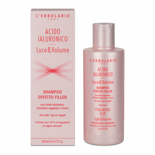LERBOLARIO Шампунь для всех типов волос с гиалуроновой кислотой Hyaluronic Acid Light Volume Filler Effect Shampoo 200мл 1653₽