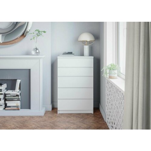 Комод высокий без ручек 70*110*40 белый матовый