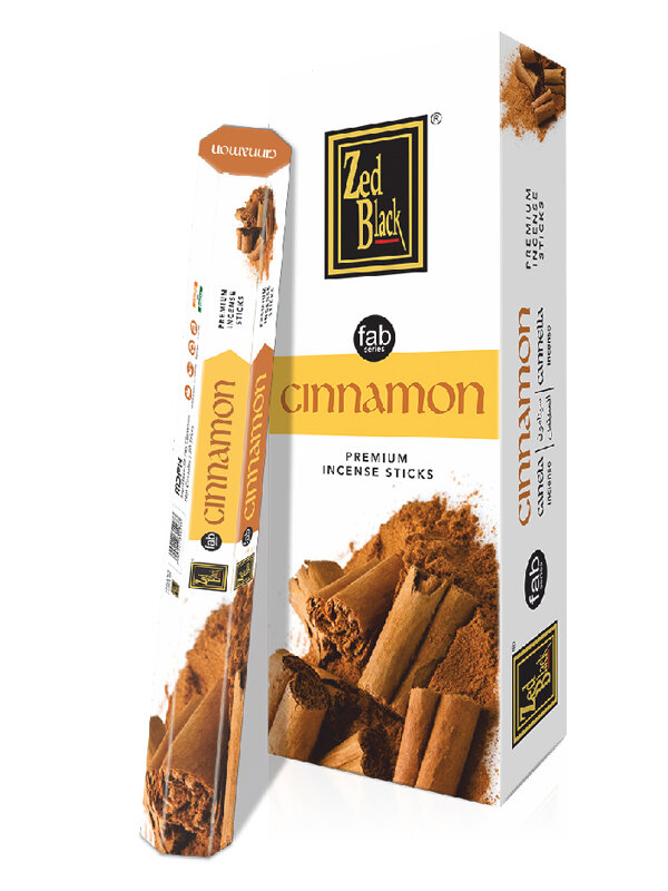 CINNAMON fab series Premium Incense Sticks, Zed Black (корица премиум благовония палочки, Зед Блэк), уп. 20 палочек.