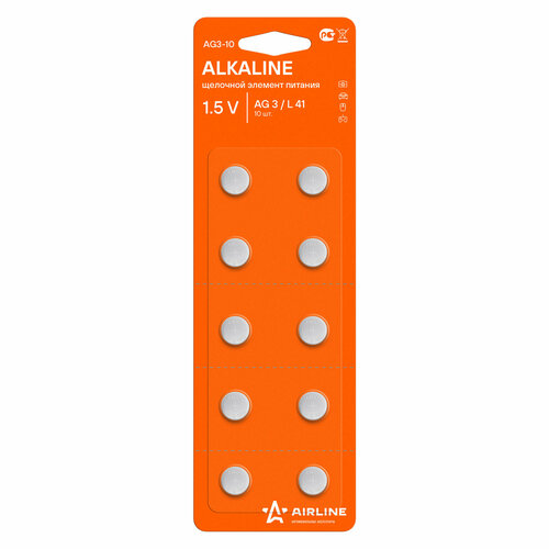 Батарейка AIRLINE арт. AG3-10 батарейка ag3 smartbuy sbbb ag3 10b 10 штук