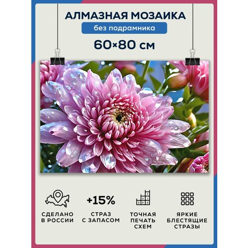 Алмазная мозаика 60x80 Астры цветы без подрамника