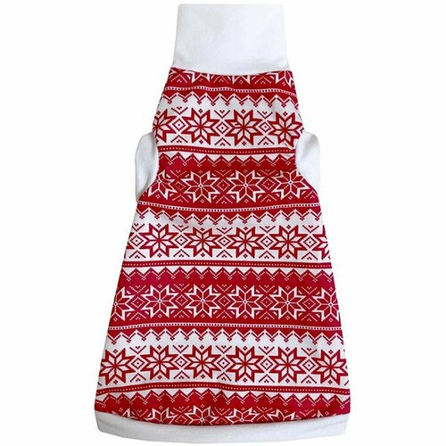Водолазка для кошек OSSO Fashion - Сканди узор утепленная белая с красным L 1 шт 899₽