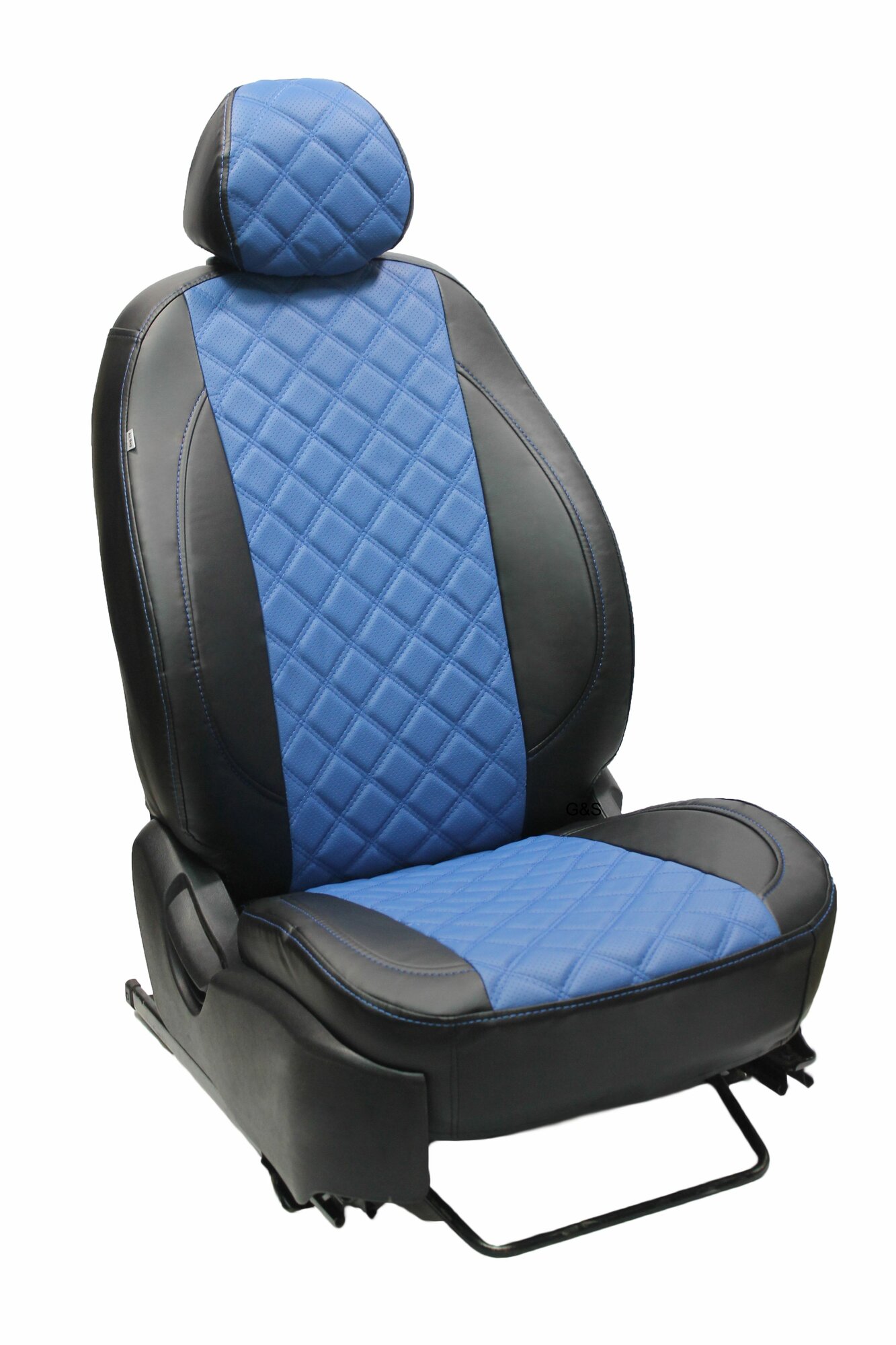 Чехлы для автомобильных сидений комплект Premium на HYUNDAI SONATA (2020-н. в.) седан, авточехлы модельные экокожа, черно-синий ромб (хендай соната)