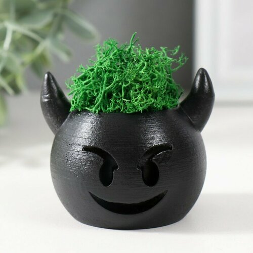 Кашпо бетонное Чертик 65х6х55 см черный со мхом мох зелен стабилиз 454₽