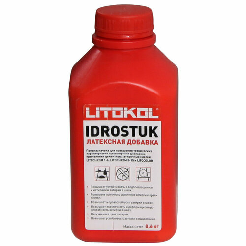 Латексная добавка Litokol Idrostuk-m для затирки 0.6 кг добавка латексная в цементные растворы litokol idrokol x20–m 20кг