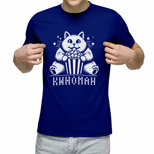 Футболка Us Basic, размер S, синий мужская футболка космический кот киноман с попкорном m темно синий
