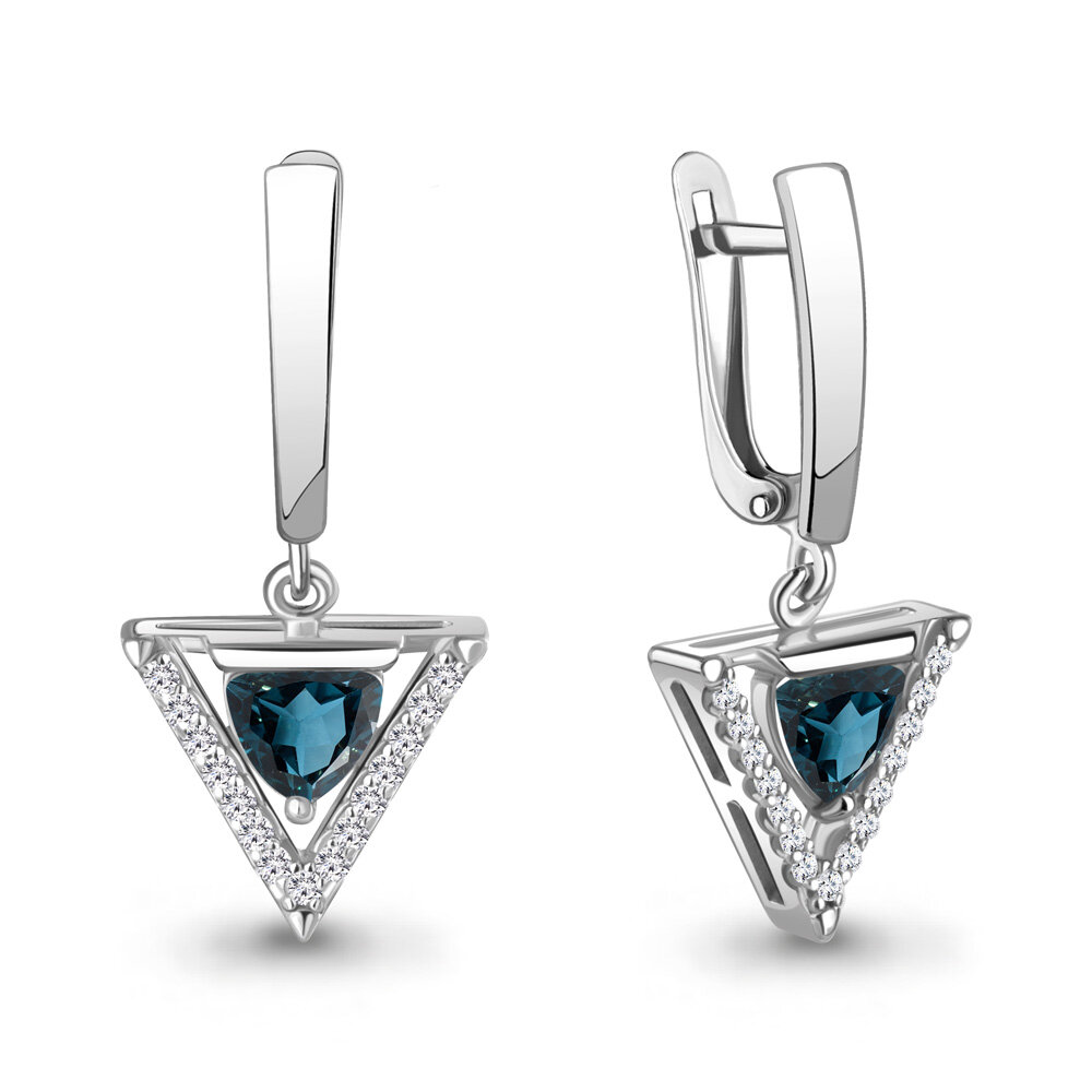 Серьги Diamant online, серебро, 925 проба, фианит, топаз