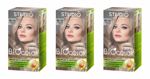 Стойкая крем-краска для волос Studio Professional BioColor Essem Hair, тон 90.105 Пепельный блондин, 115 мл, 3 шт