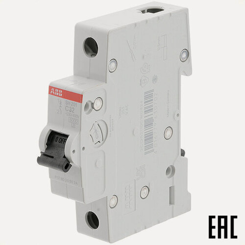 Изображение товара Автоматический выключатель SH201 C32А/1п/ 6,0кА на Din-рейку 2CDS211001R0324 C32 АВВ