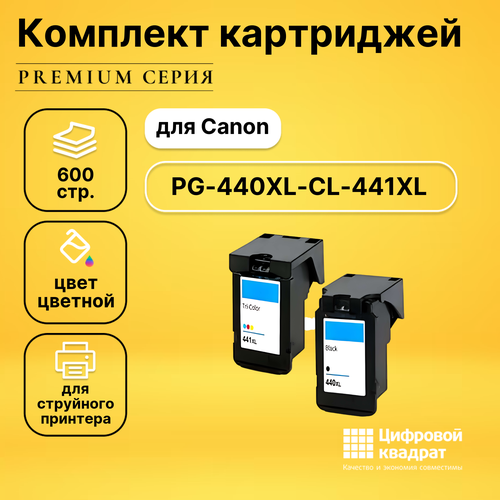 Набор картриджей DS PG-440XL-CL-441XL Canon 5216B001-5220B001 увеличенный ресурс совместимый