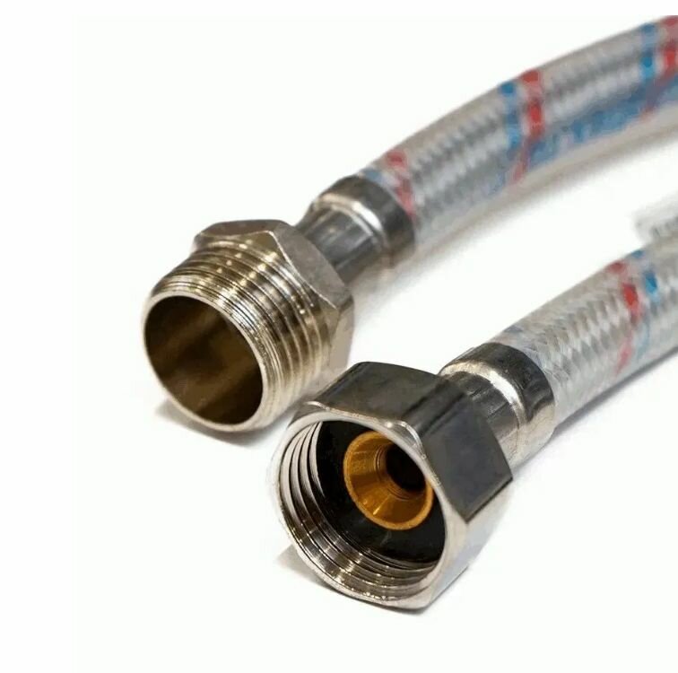 фото Гибкая подводка д/воды нерж 60см гайка/штуцер Tim