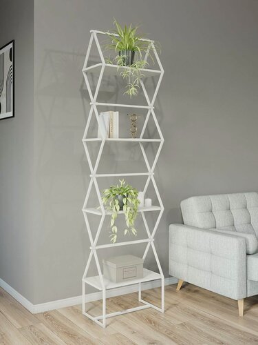 Изображение товара Стеллаж для дома и офиса Ромбо стS перегородка KM LOFT белый/белый