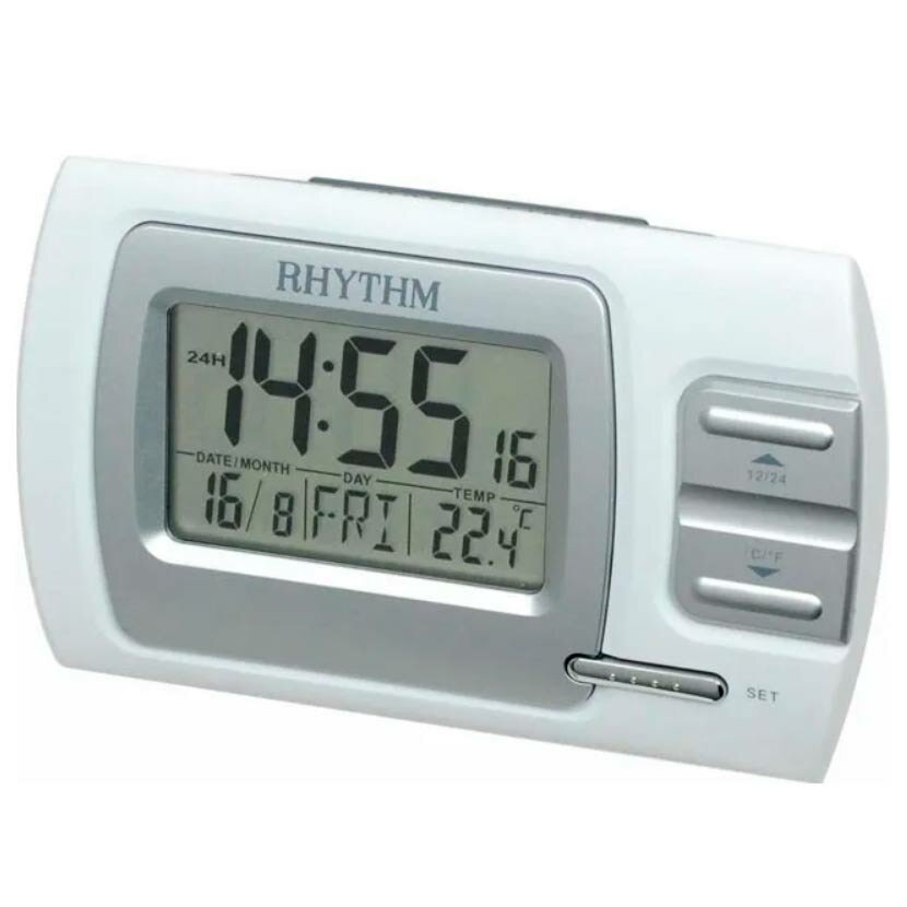 Seiko Настольные электронные часы Rhythm LCT074NR03 с будильником и термометром.