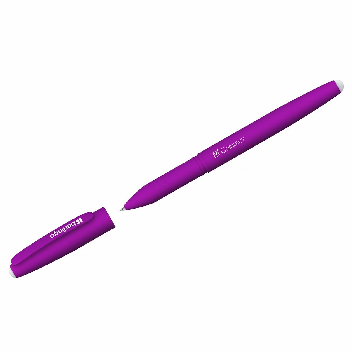 Ручка гелевая стираемая Berlingo "Correct" синяя, 0,6мм, прорезин. фл. корпус (1 шт)