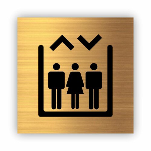 Лифт табличка Point 112*112*1,5 мм. Золото мужской туалет табличка point 112 112 1 5 мм золото