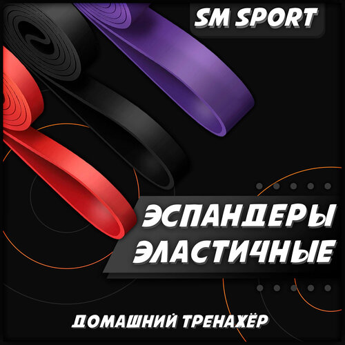 Набор для функциональных тренировок эспандер ленточный красныйчерныйфиолетовый нагрузка 13-85 кг 684₽