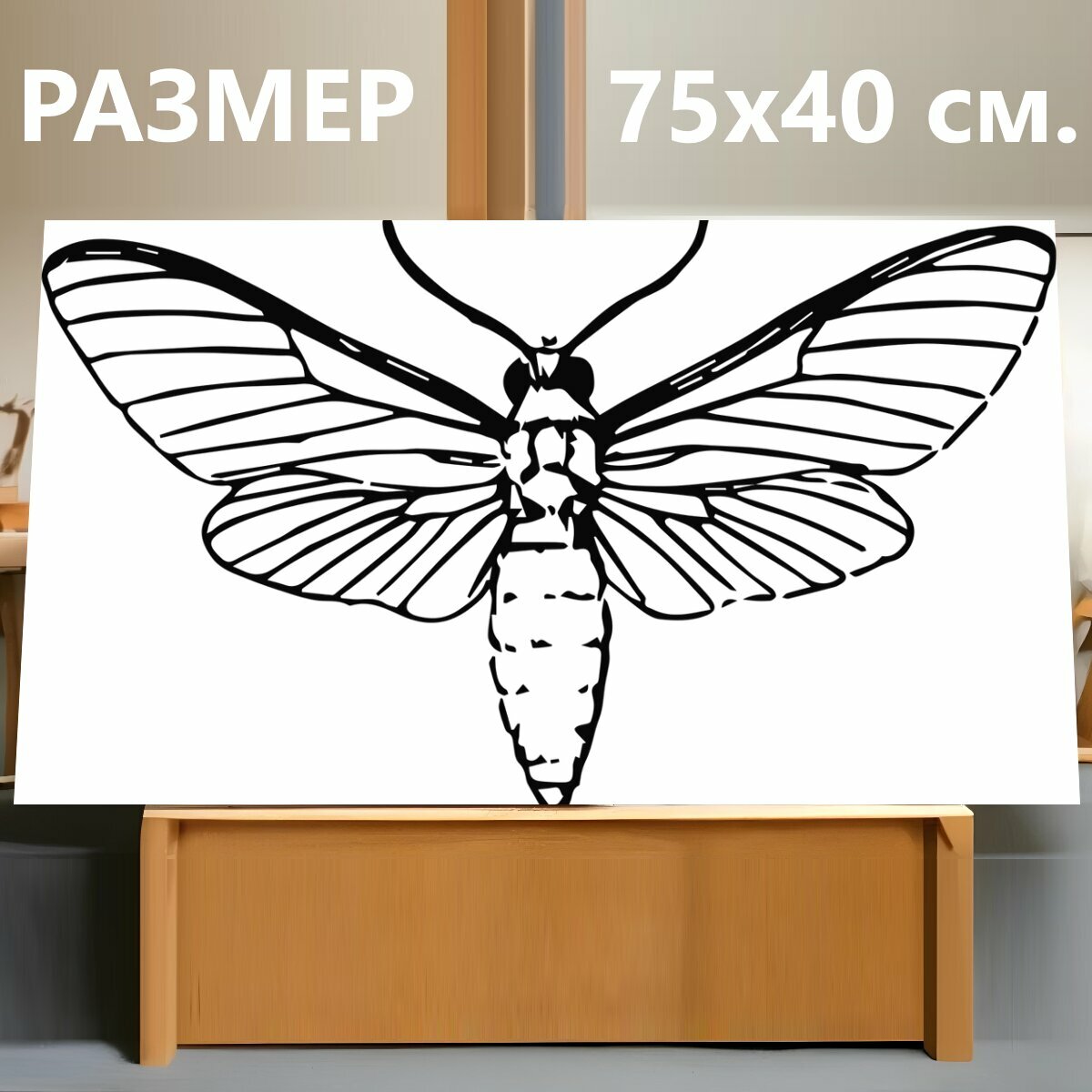 Картина на холсте "Моль, насекомое, животное" на подрамнике 75х40 см. для интерьера