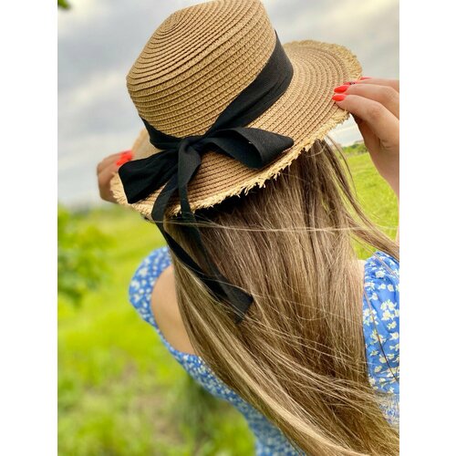 Шляпа , размер 56, золотой, коричневый соломенная шляпа с бантом женская модная элегантная пляжная складная солнцезащитная пляжная шляпа ручной работы для путешествий летняя