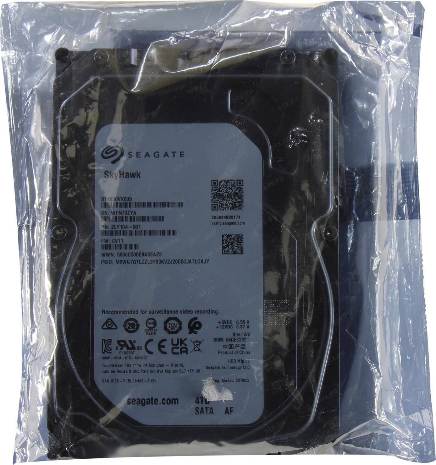 3.5" 4TB Seagate SkyHawk Surveillance HDD ST4000VX005 SATA 6Gb/s, 5900rpm, 64MB, 24x7, Bulk - фото №13