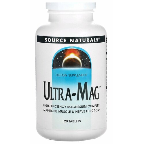 Магний, Ультра маг, magnesium Ultra mag, 120 таб, Source naturals