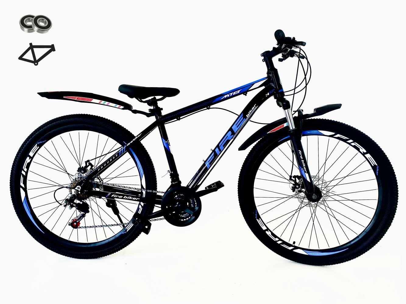 Велосипед алюминиевый взрослый горный 27,5" FIRE 2024 рост 160-180/скоростной/ велик взрослый мужской женский подростковый/hardtail/промышленный подшипник/ с амортизацией/дисковый /черный