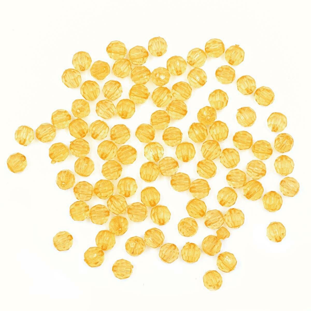 Бусины Astra&Craft Пластиковые, акрил, прозрачные, граненые, круглые, 8 мм, цвет 49, оранжевые, 25 г