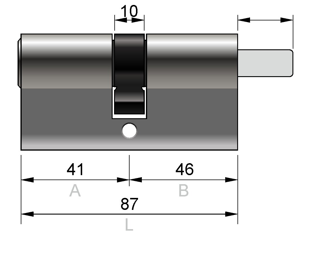 Цилиндр MOTTURA C55 87(41+46)мм, ключ/вертушка, никель